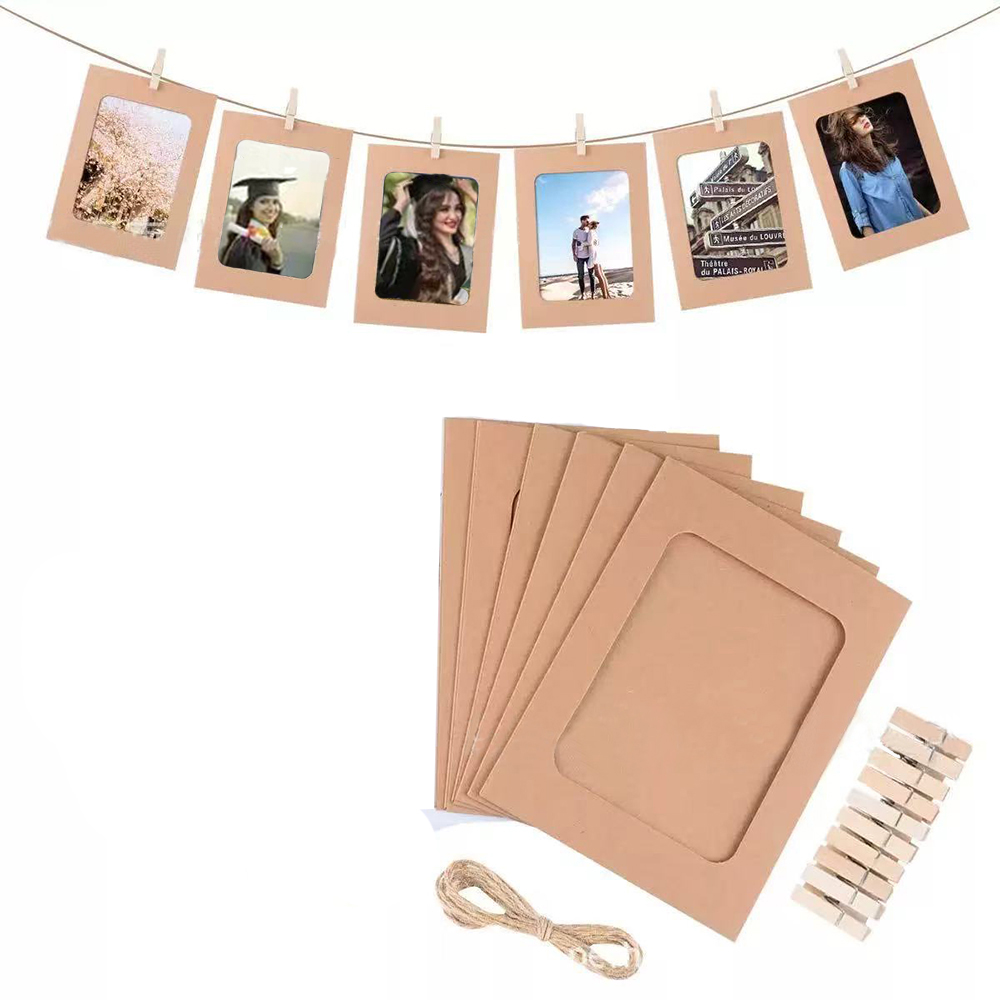 Photo Booth Frame - Runtowo 10 個の紙フレーム クリップ付き、DIY フォトフレーム 吊り下げ、結婚式