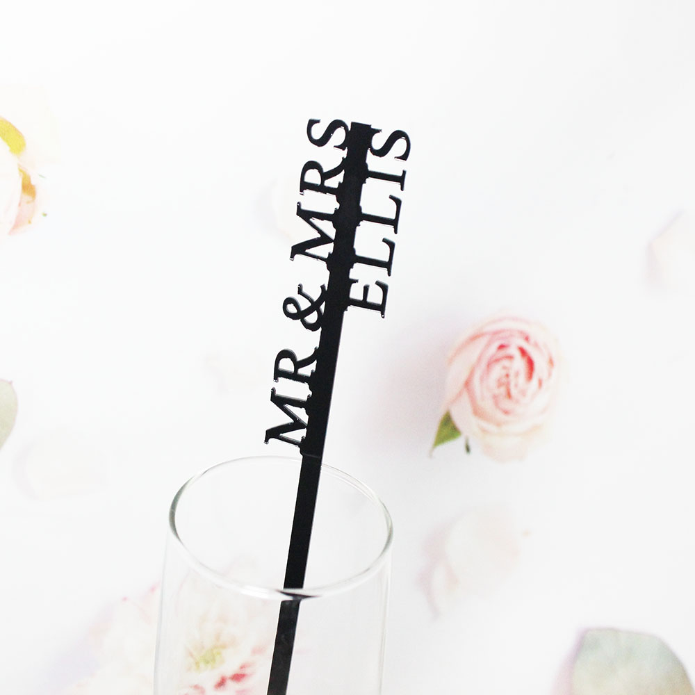 Centerpiece Stick - パーソナライズドリンクスティック 結婚式ドリンクタグ スワズルスティック カクテルバー 姓入りギフト