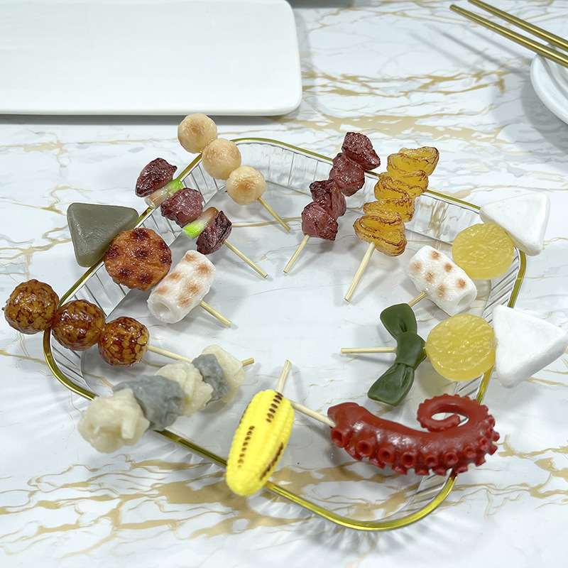 Centerpiece Stick - 新しいシミュレーションフードキーホルダー塩ビ食品モデルペンダントデュアル目的子羊串キーチェーンレストランモール