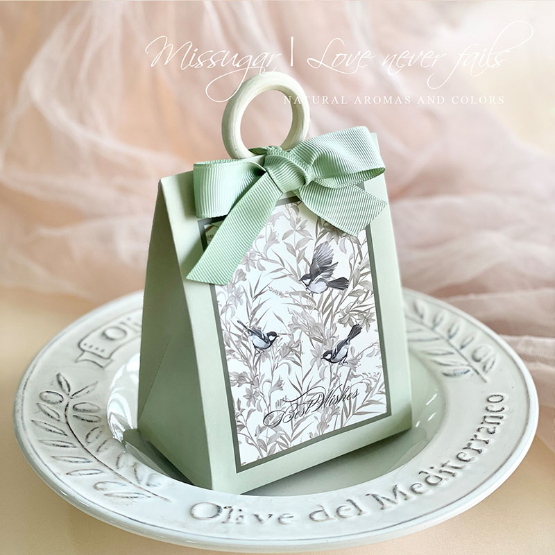 Event Party Box - 花鳥と森の結婚式のキャンディーボックス木製リング DIY 好意誕生日パーティージュエリーギフト梱包箱空の紙箱