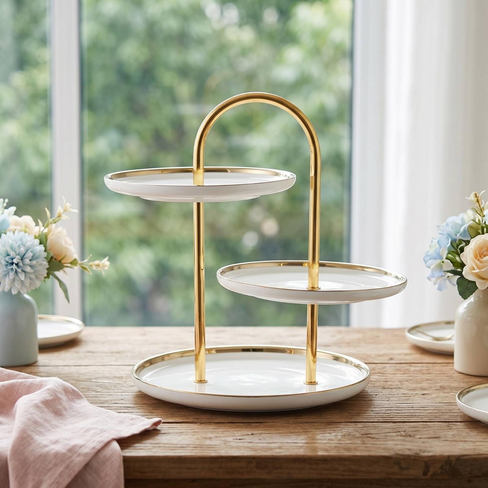 ハンドル付きティアスタンド セラミック製菓子カップケーキディ - Cupcake Stand Tier のレビューと価格