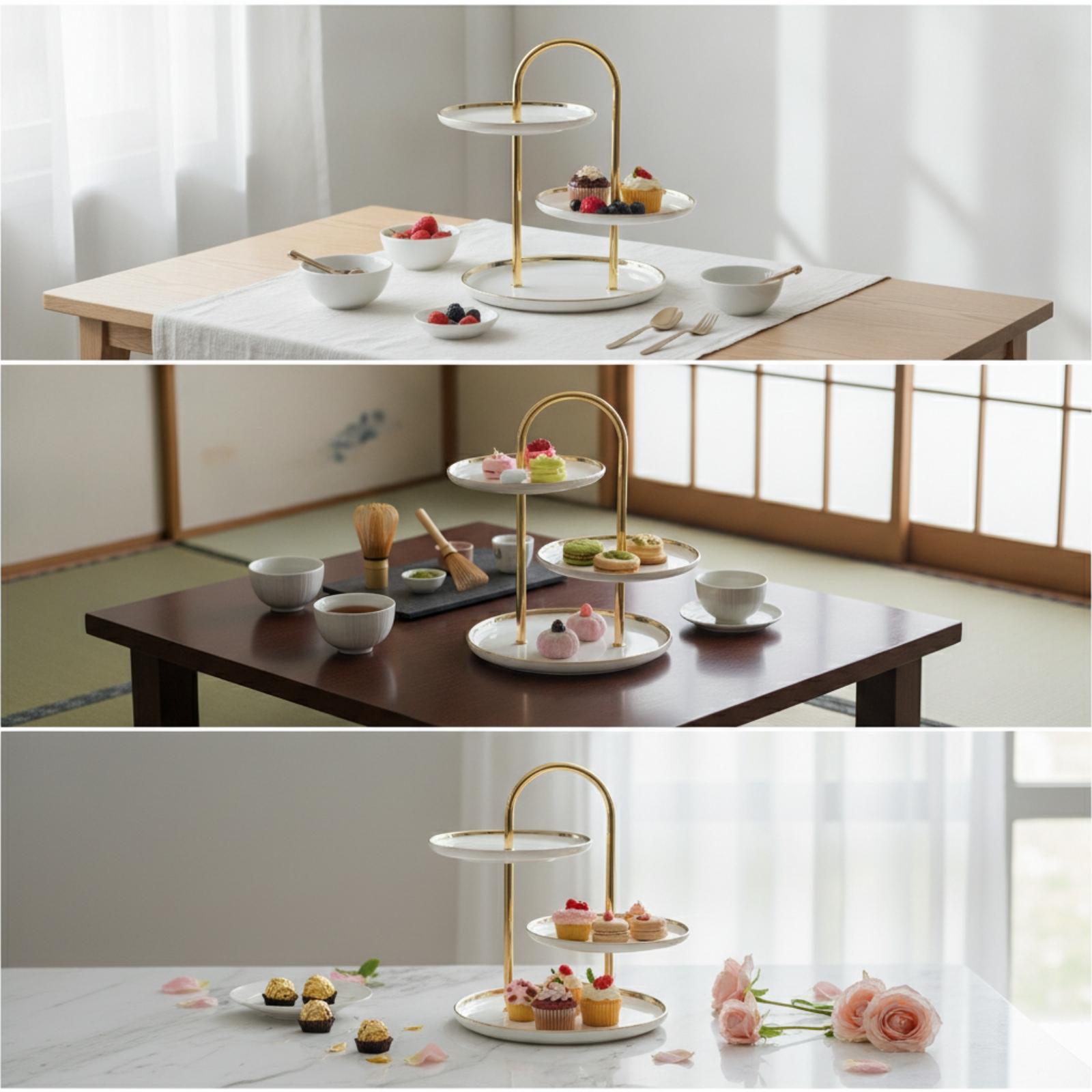 ハンドル付きティアスタンド セラミック製菓子カップケーキディ - Cupcake Stand Tier のレビューと価格