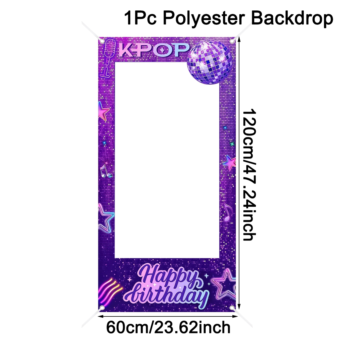 1pc パープル K-POP フォトフレーム背景幕ハッピーバ - Photo Booth Frame のレビューと価格