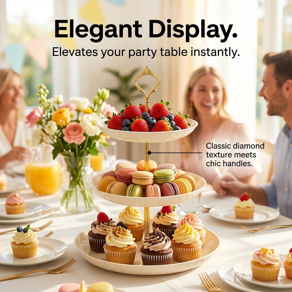 2/3段プラスチック製カップケーキスタンド デザートテーブル - Cupcake Stand Tier のレビューと価格