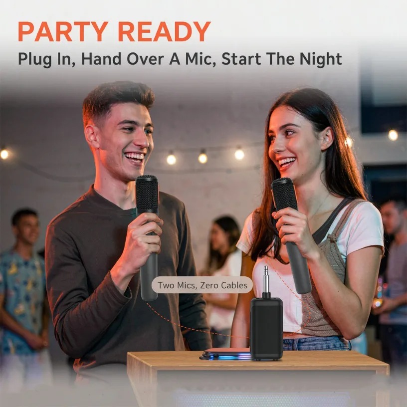 ワイヤレスマイク デュアルハンドヘルド AES-128暗号化 - Event & Party Supply Photos のレビューと価格