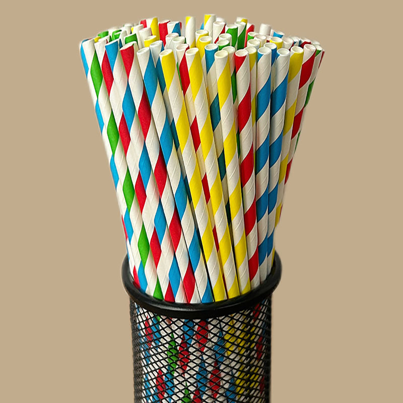 100本の使い捨て生分解性ストライプ紙ストロー カラフルな紙 - Paper Straw Color のレビューと価格