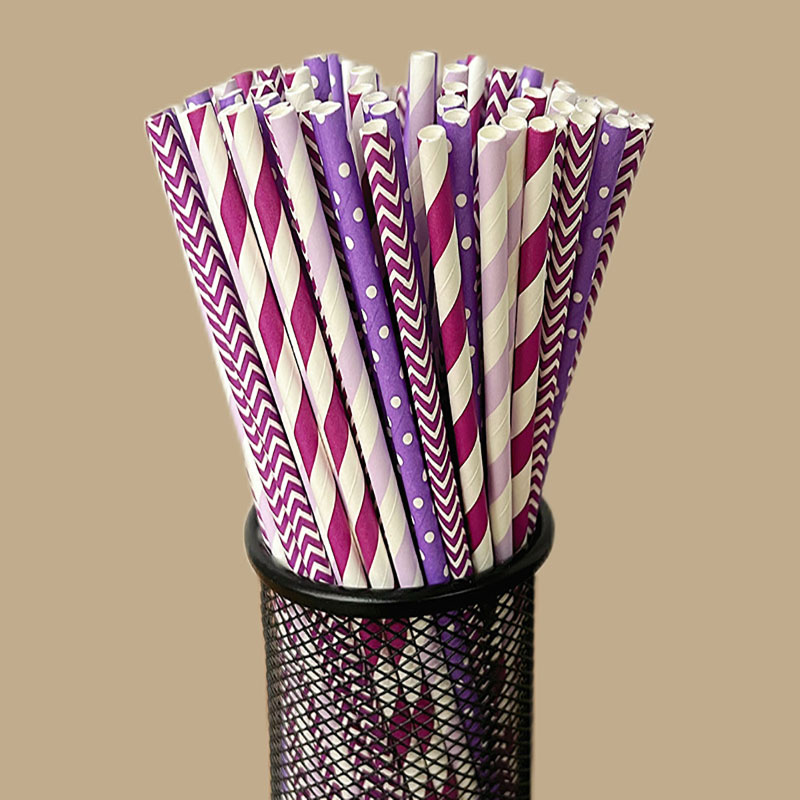 100本の使い捨て生分解性ストライプ紙ストロー カラフルな紙 - Paper Straw Color のレビューと価格