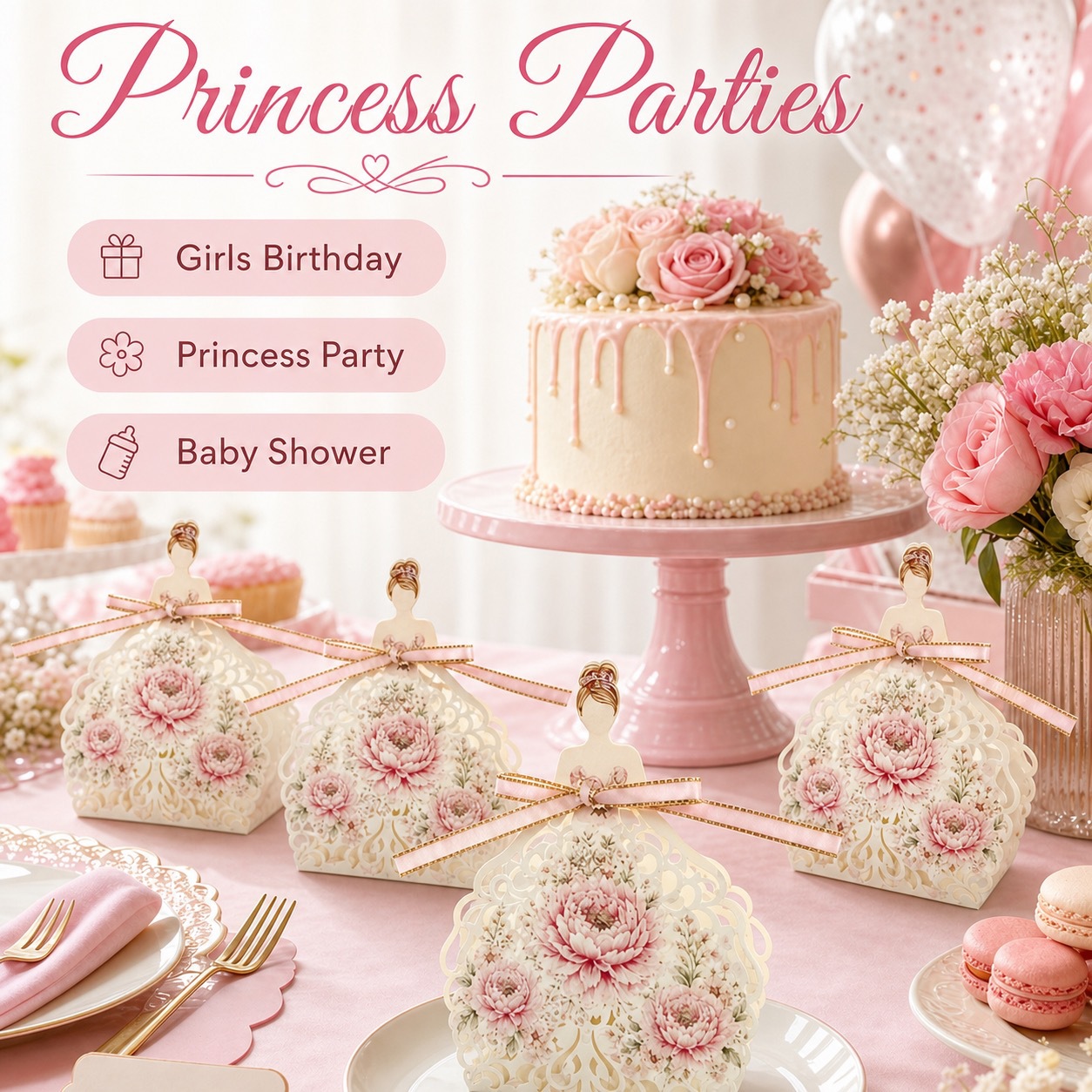 10セット DIY ヨーロピアンプリンセス レーザーカット中 - Event Party Box のレビューと価格