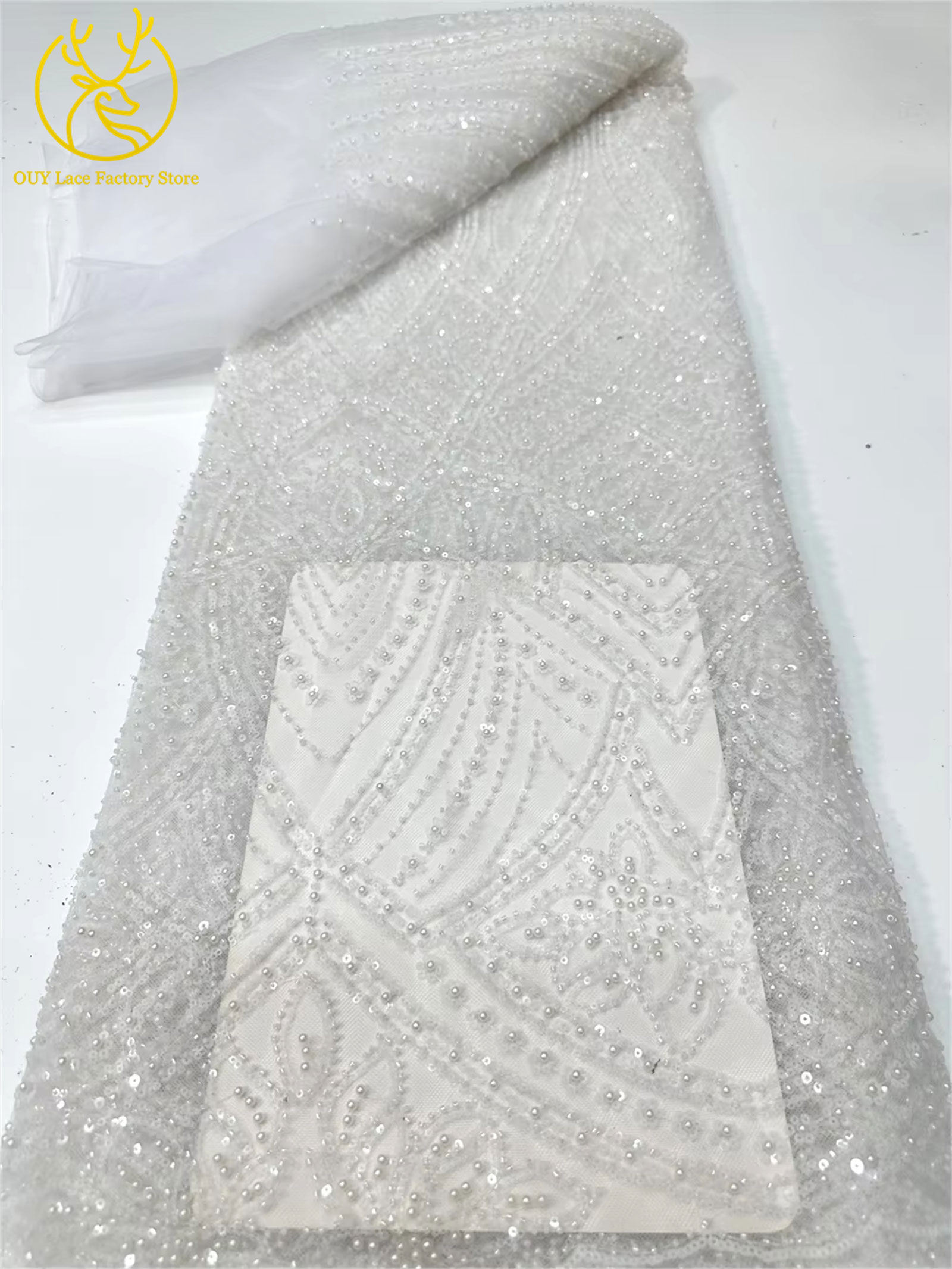アフリカゴールドビーズレース生地 2026 高品質ナイジェリ - Glitter Tablecloth のレビューと価格