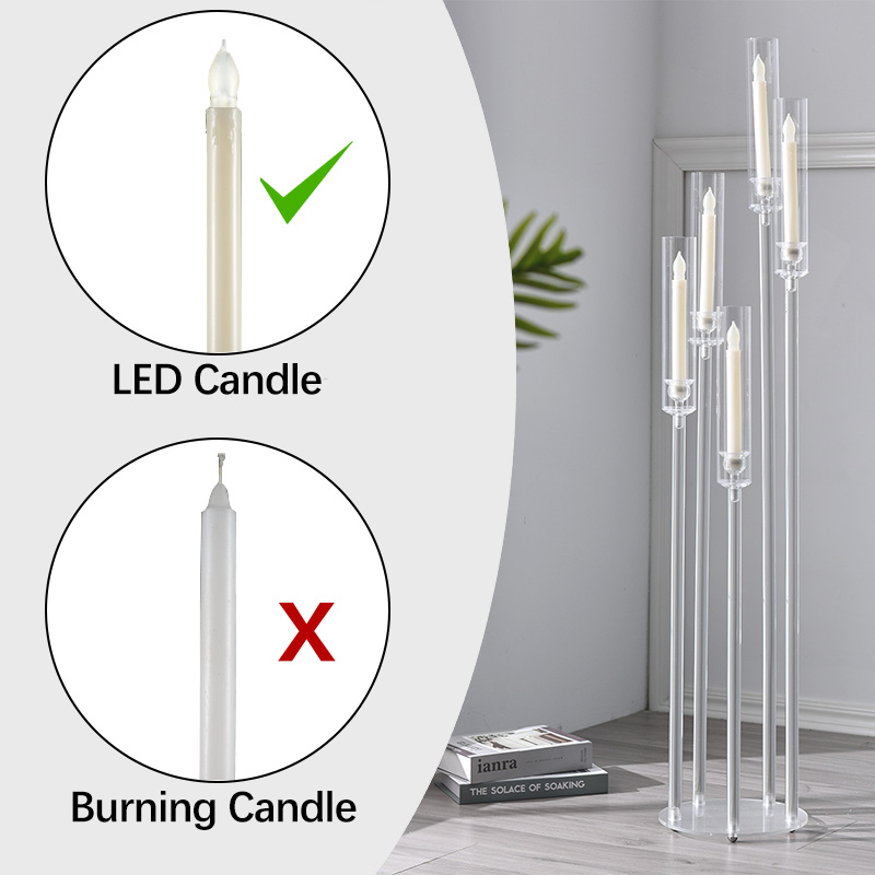 アクリル製5灯式背の高いクリアキャンドルホルダー、ウェディン - Centerpiece Stick のレビューと価格