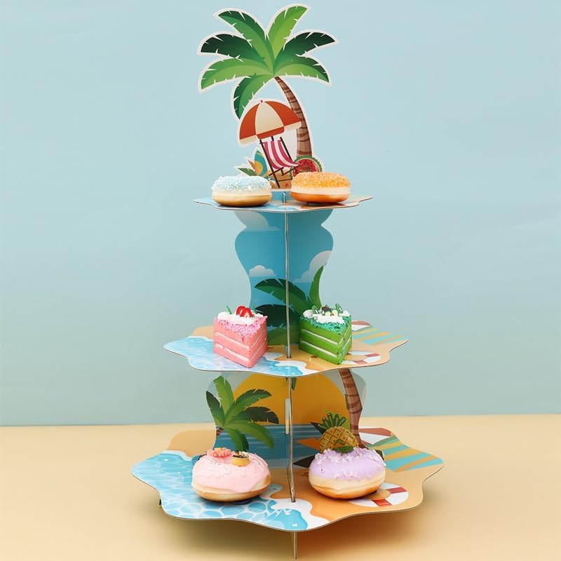 3段ハワイアンビーチカップケーキスタンドハローサマーテーマカ - Cupcake Stand Tier のレビューと価格