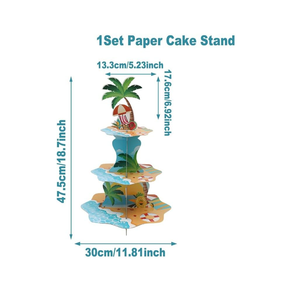 3段ハワイアンビーチカップケーキスタンドハローサマーテーマカ - Cupcake Stand Tier のレビューと価格